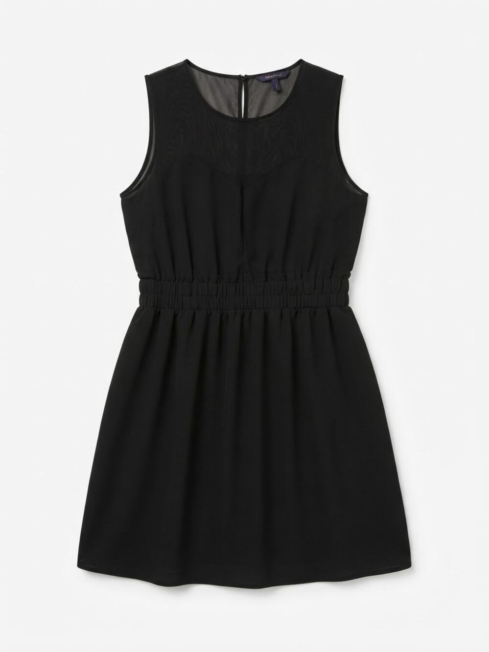 BCBGMAXAZRIA Black Sleeveless Dress Size M Chiffon Panel Cocktail Mini LBD chic